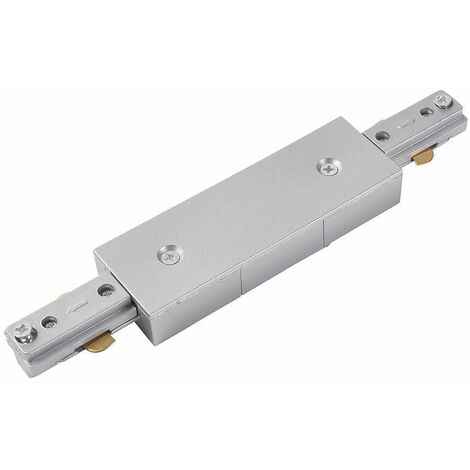 Litecraft Double Live Connector For Track Light Circuit Mains Fitting - Silver