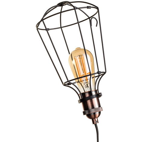 Litecraft Drax Table Lamp Industrial Style Caged Light - Bronze