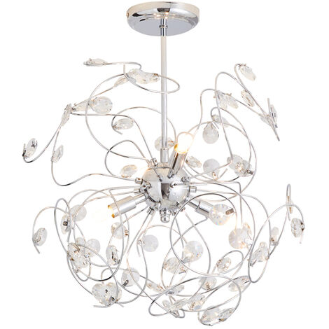 Litecraft Elara 4 Light Crystal Effect Flush Ceiling Light G9 Base - Chrome