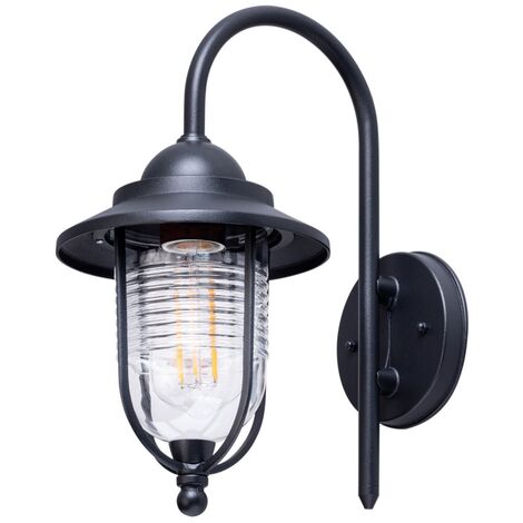 Litecraft Ellen Wall Light Outdoor Fisherman Lantern Garden IP44 Fitting - Black