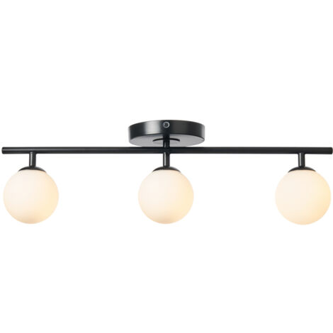 Litecraft Eloise Spotlight Straight Bar Bathroom IP44 Ceiling 3 Light - Black