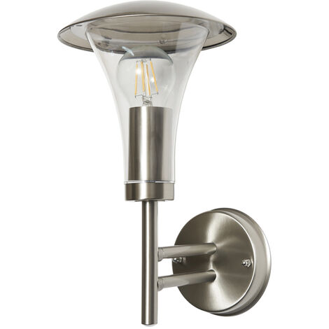 Litecraft Emlo Wall Light Outdoor Fluted IP44 Garden Fitting - Stainless Steel