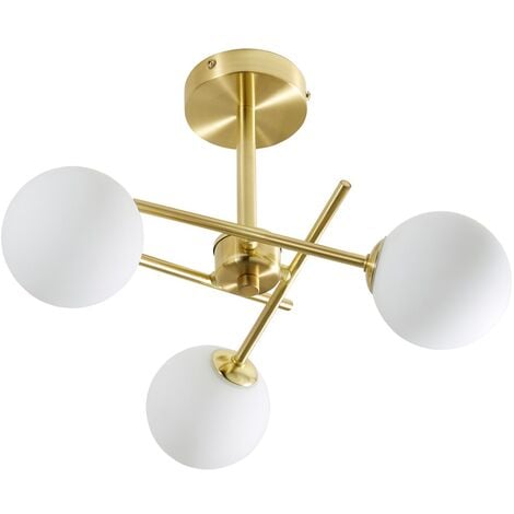 Litecraft Estelle Ceiling Light Bathroom Semi Flush IP44 3 Arm - Satin Brass