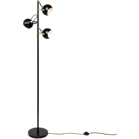 Litecraft Eyeball Floor Lamp Adjustable GU10 3 Light - Matte Black, Satin Brass