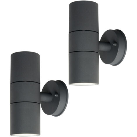 Litecraft Fibo Up & Down Wall Light IP44 Garden Fitting in Anthracite - 2 Pack