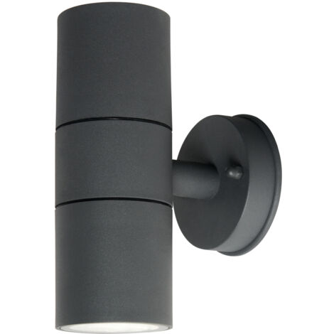 Litecraft Fibo Up & Down Wall Light IP44 Rated GU10 Garden Fitting - Anthracite
