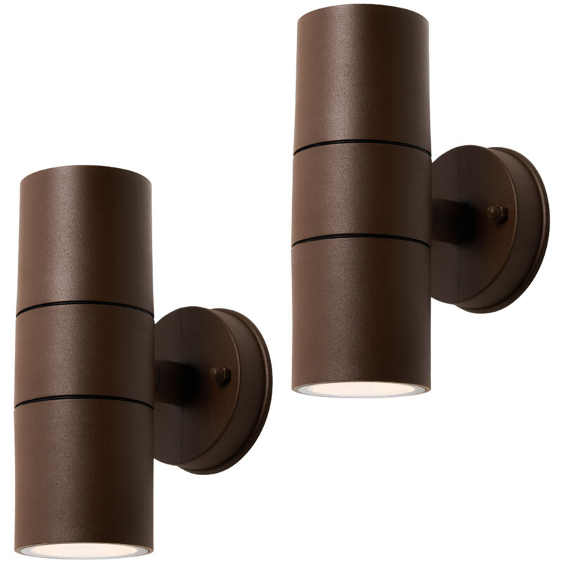 Fibo Up & Down Wall Light IP44 Rated GU10 Garden Fitting in Rust - 2 Pack - Litecraft