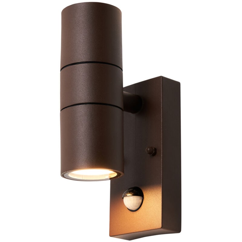 Fibo Up & Down Wall Light IP44 Rated With pir Motion Sensor - Rust - Litecraft