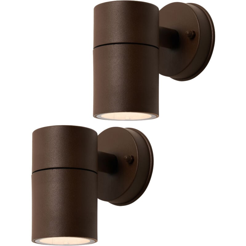 Fibo Up or Down Wall Light IP44 Rated GU10 Garden Fitting In Rust - 2 Pack - Litecraft