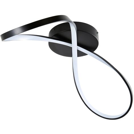 Litecraft Finn Ceiling Light Flush Swirl IP44 Bathroom LED Fitting - Matte Black