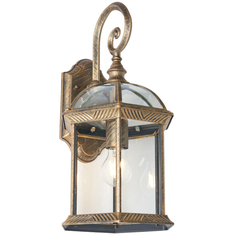 Litecraft Fitz Wall Light Large Outdoor Traditional Lantern - Brushed Gold