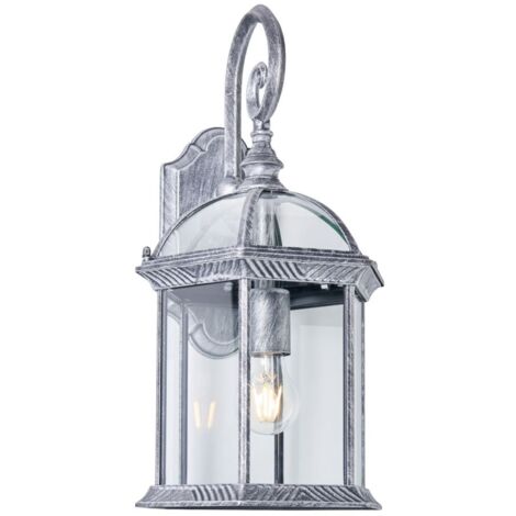 Litecraft Fitz Wall Light Large Outdoor Traditional Lantern - Brushed Silver