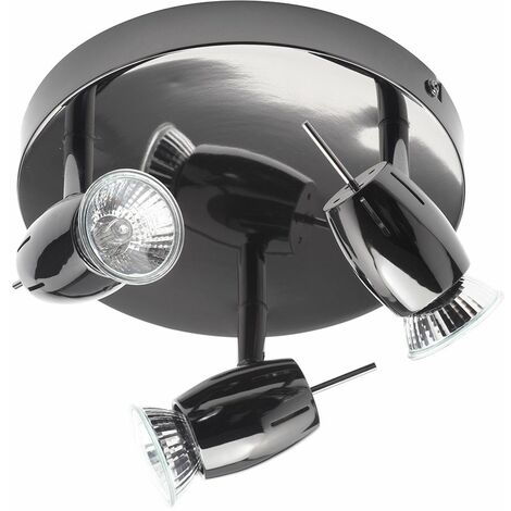 Litecraft Frank Spotlight Plate Adjustable GU10 Ceiling 3 Light - Black Nickel
