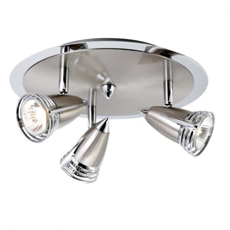 Litecraft Gemini Spotlight Plate Adjustable Ceiling 3 Light - Satin Nickel