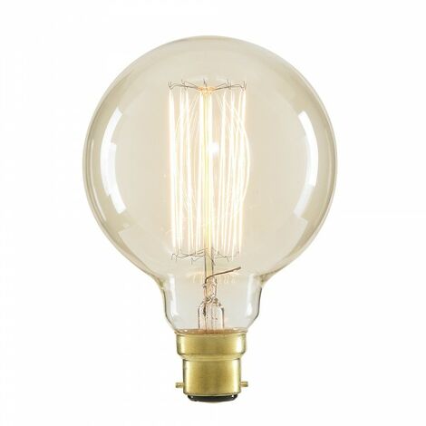 Litecraft Globe Light Bulb 40W B22 Bayonet Cap Squirrel Cage Filament - Clear