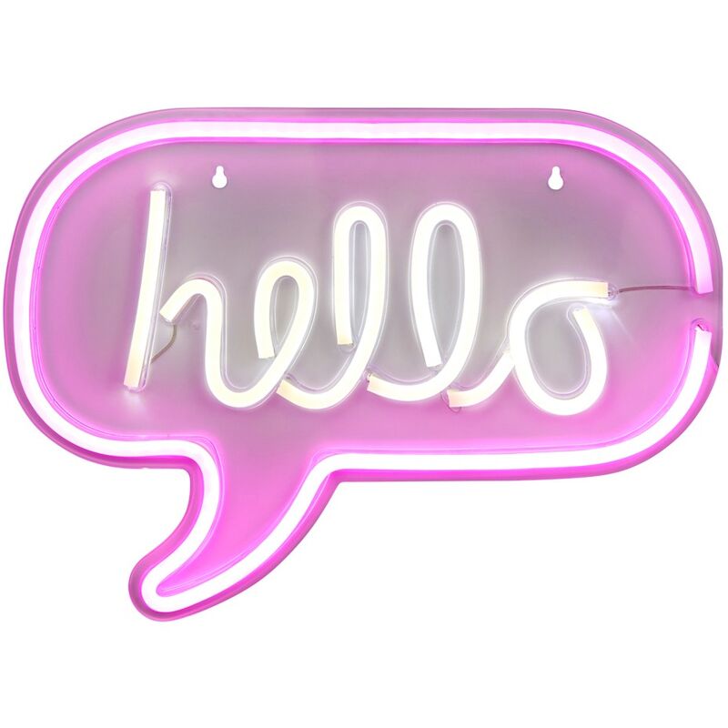 Litecraft - Glow Hello Neon Wall Light Children's Lighting - Pink