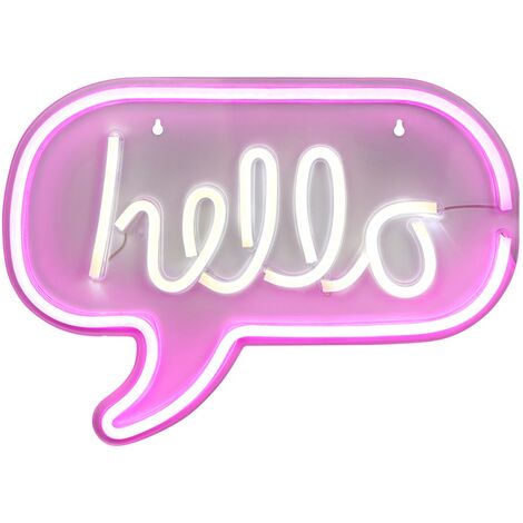 Litecraft Glow Hello Neon Wall Light Children's Lighting - Pink
