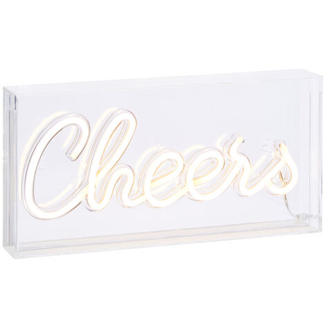 Litecraft Glow Light Box Neon Style Cheers LED Children's Bedroom Fitting- White