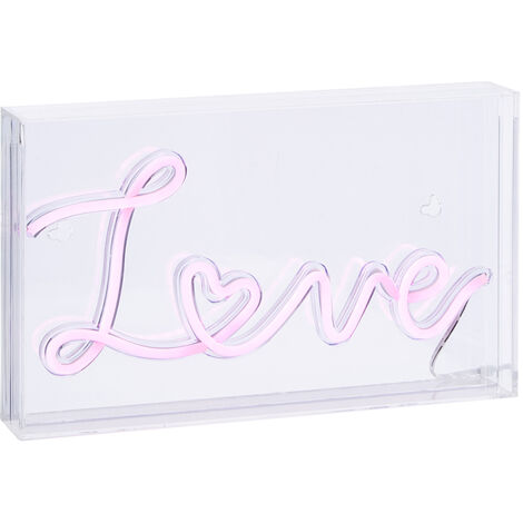 Litecraft Glow Light Box Neon Style Love LED Children's Bedroom Fitting - Pink
