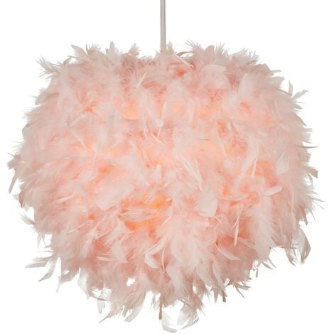Litecraft Glow Light Shade 40cm Easy Fit Feather Ball Lampshade - Pink