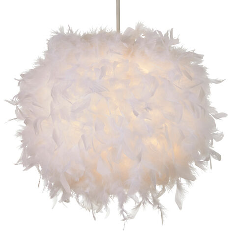Litecraft Glow Light Shade 40cm Easy Fit Feather Ball Lampshade - White