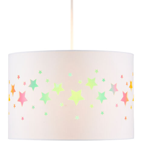 Litecraft Glow Light Shade Iridescent Stars Easy Fit Ceiling Lampshade - White