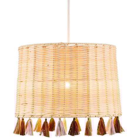 Litecraft Glow Light Shade Tassle Easy Fit 27.5cm Ceiling Lampshade - Natural