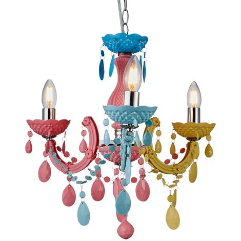 Litecraft Glow Marie Chandelier Crystal Effect 3 Arm - Multi-Coloured