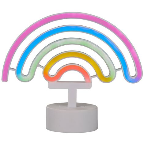Litecraft Glow Rainbow Neon Table Lamp Children's Lighting - Multi Coloured