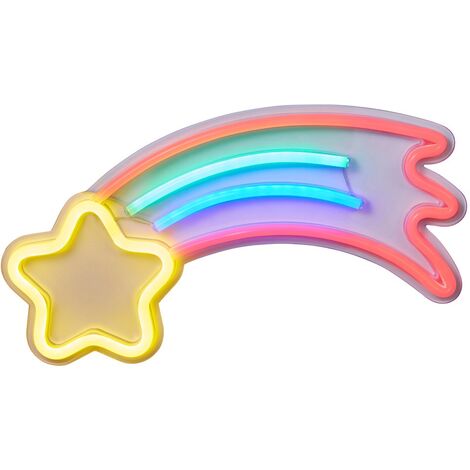 Litecraft Glow Shooting Star Wall Light Neon Children's Lighting - Multicoloured