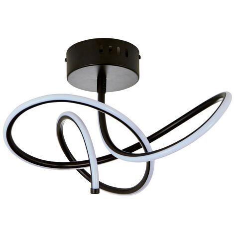 Litecraft Glow Whirly Ceiling Light LED Semi Flush Mount - Matte Black