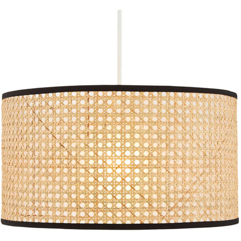 Litecraft Grace Light Shade Rattan Easy Fit Cylinder Ceiling Lampshade - Natural