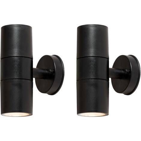 Litecraft Hahn Wall Light Up Down LED Outdoor IP65 Fitting in Black - 2 Pack