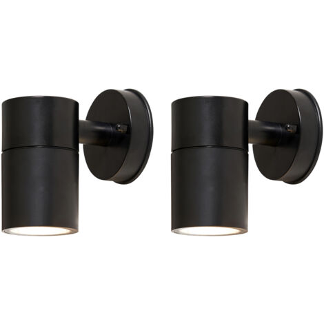 Litecraft Hahn Wall Light Up or Down LED Outdoor IP65 Fitting in Black - 2 Pack