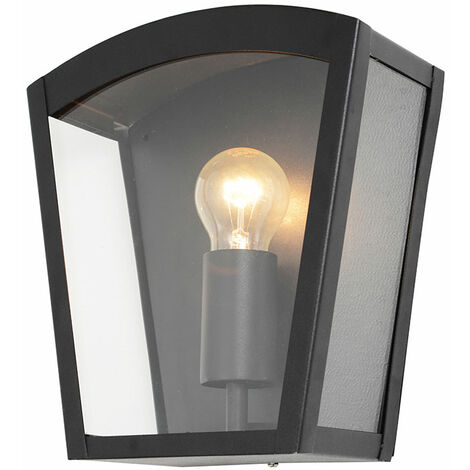 Litecraft Hamble Wall Light Outdoor Curved Box Lantern Garden Fitting - Black
