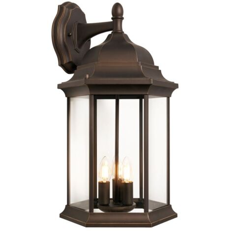 Litecraft Hammond Wall Light Traditional Large Outdoor Lantern - Antique Bronze