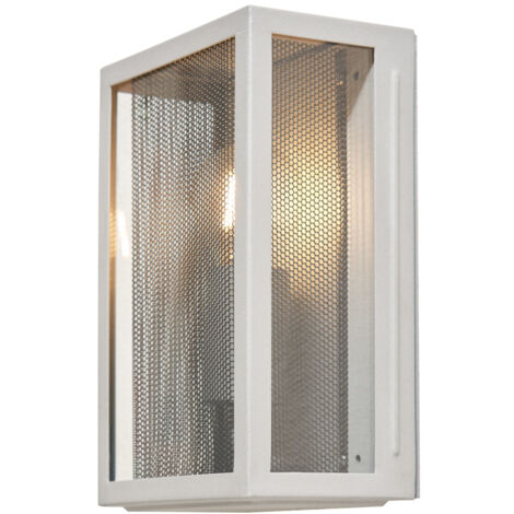 Litecraft Harris Wall Light Outdoor Box Lantern With Black Mesh Insert - Grey