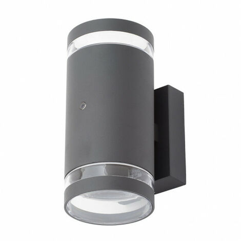 Litecraft Helo Wall Light Outdoor Up & Down Fitting With Photocell - Anthracite