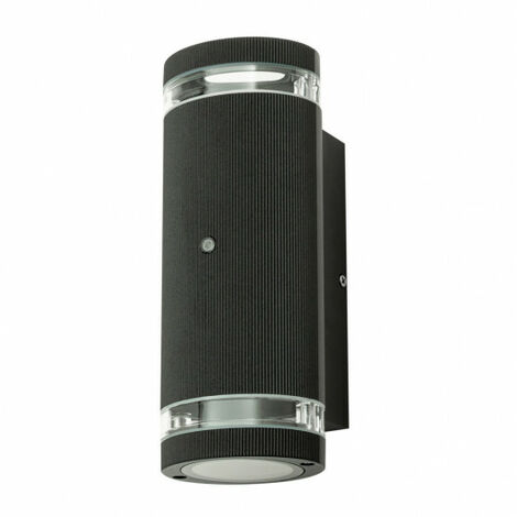 Litecraft Holme Up & Down Outdoor GU10 Wall Light With Photocell Sensor - Black