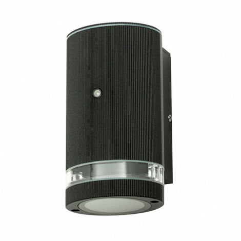 Litecraft Holme Up or Down Outdoor GU10 Wall Light With Photocell Sensor - Black