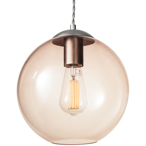 Litecraft Huey Ceiling Pendant 1 Light With Smoke Tint Glass Shade - Pewter