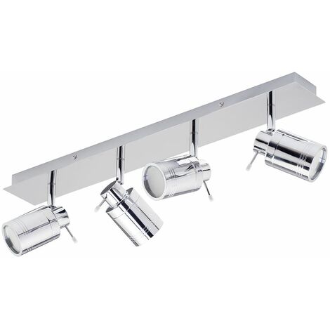 Litecraft Hugo Spotlight Bar Bathroom IP44 Adjustable 4 Light - Polished Chrome