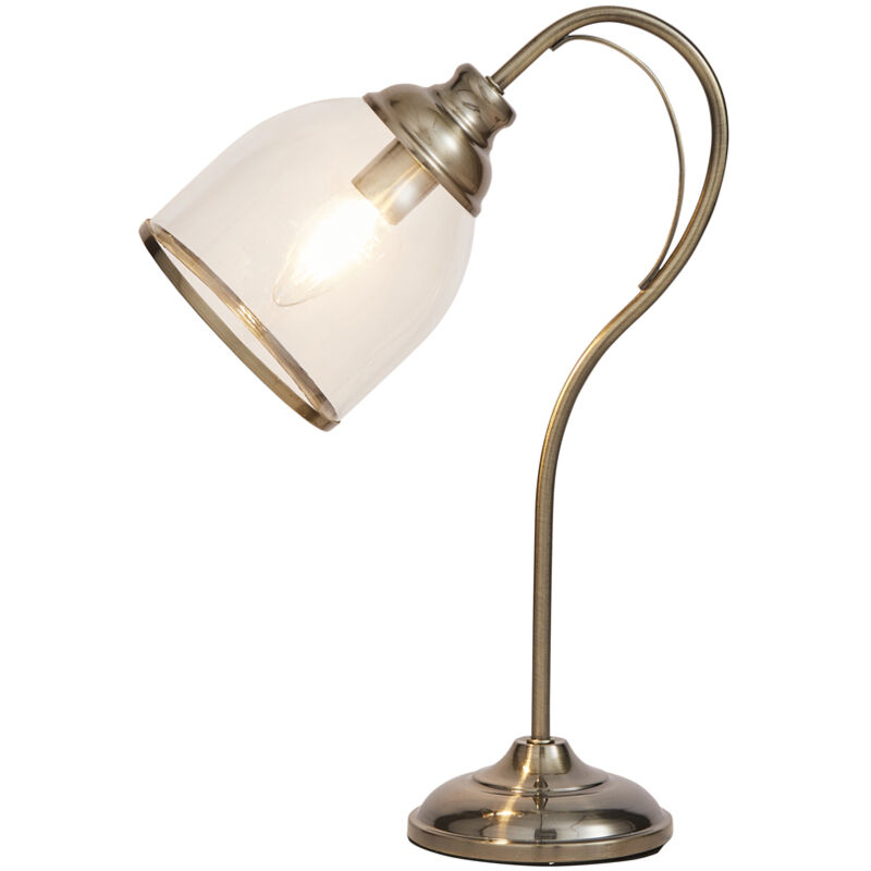 Ingrid Table Lamp E14 1 Light With Clear Glass Shade – Antique Brass - Litecraft