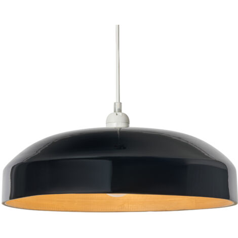 Litecraft Kane Light Shade 36.5cm Bamboo Diner Easyfit Ceiling Lampshade - Black