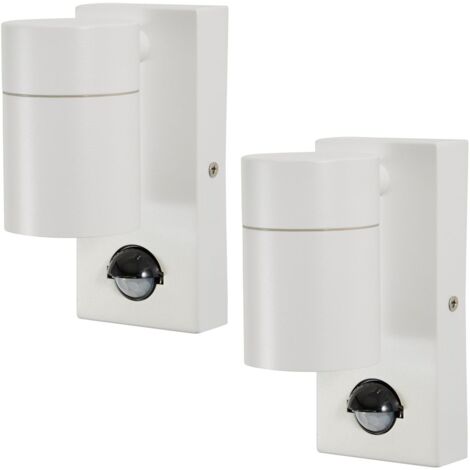 Litecraft Kenn Outdoor IP44 Wall Lights With PIR Motion Sensor in White - 2 Pack