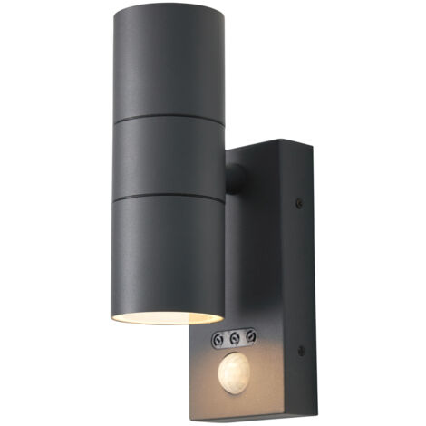 Litecraft Kenn Outdoor Up Down Wall Light With PIR Motion Sensor - Anthracite