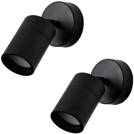 Litecraft Kenn Spotlight Outdoor Adjustable GU10 Wall Ceiling in Black - 2 Pack