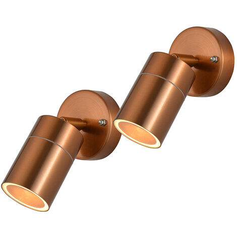 Litecraft Kenn Spotlight Outdoor Wall Ceiling Adjustable Fitting Copper - 2 Pack