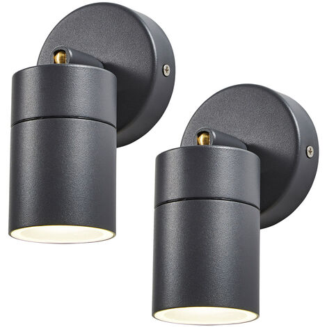 Litecraft Kenn Spotlight Outdoor Wall Ceiling Fitting in Anthracite - 2 Pack