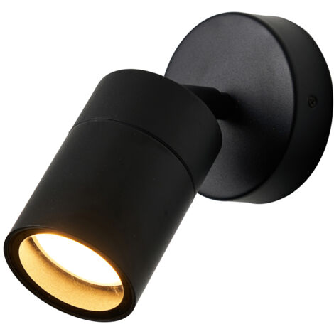Litecraft Kenn Spotlight Outdoor Wall or Ceiling Adjustable GU10 Fitting - Black